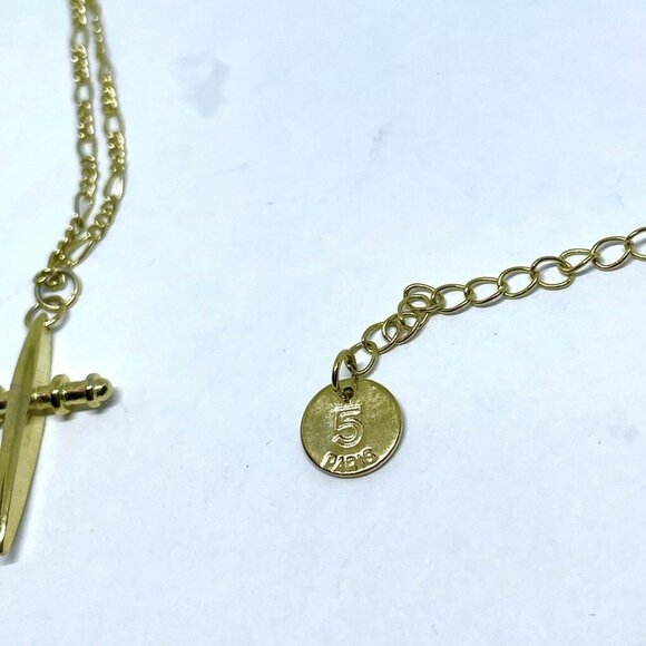 5 Paris Cross Pendant Chain Necklace Adjustable Gold Tone 16.5-20 Inch - Picture 4 of 6